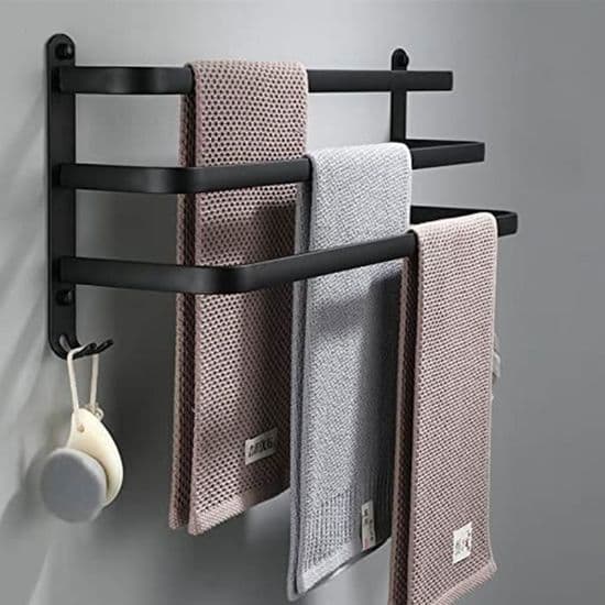 YALURUI Håndklestativ - Aluminium - Svart - Moderne Design