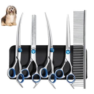 Pälsvårdssaxar - Professionella - 5-pack - Ergonomiska - Metall - För hundar