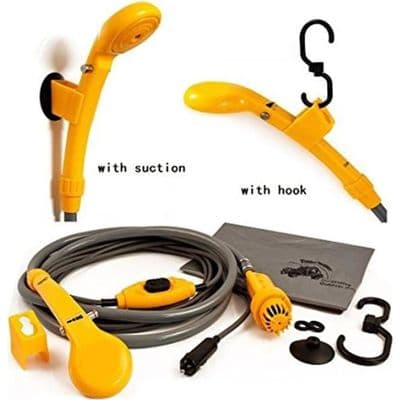 Bærbar bruser 35W - 12V - Dykpumpe - 2m fleksibel slange