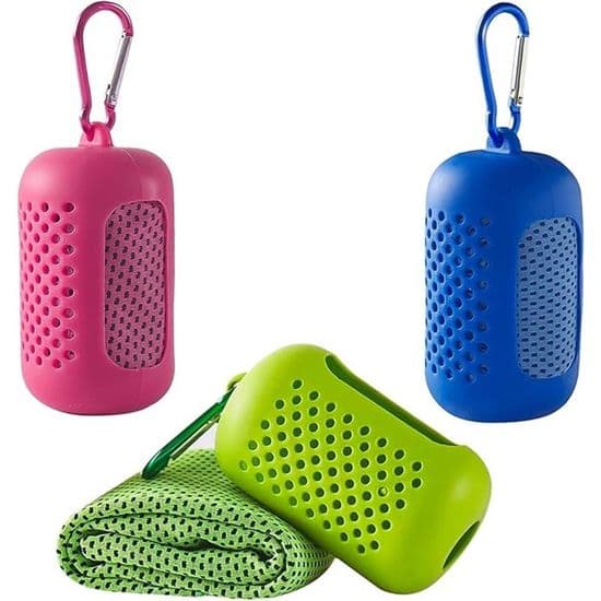 Set med tre kylhanddukar - Kylande mikrofiber - Polyester - Sporthandduk