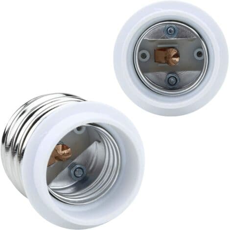 4x E40 til E27 lampefatningsadapter i hvit - Sett med 4 omformere for lampefatninger for gløde-, LED-, halogen- og energisparepærer