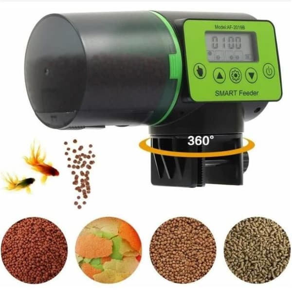 Smart automatisk fiskefoderautomat til akvarier med timer, 200 ml stor kapacitet, super støjsvag til damme og