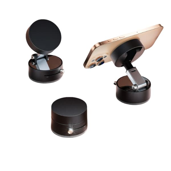 Magnetic Car Phone Holder with Foldable Stand Black