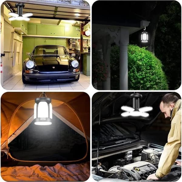 Solcelle- og batteridrevet campinglampe - Sammenleggbar LED - 6 lysmoduser