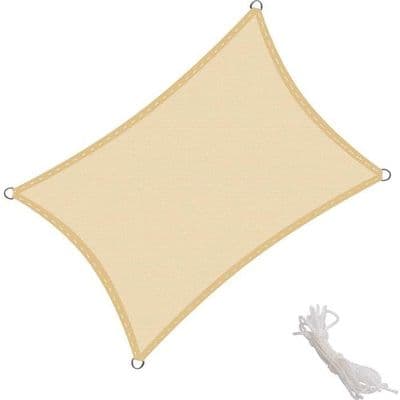 Kingshade Solseil - Rektangulær Solskjerm 2,5x3m - 90% UV-beskyttelse - Pustende - Sandfarge