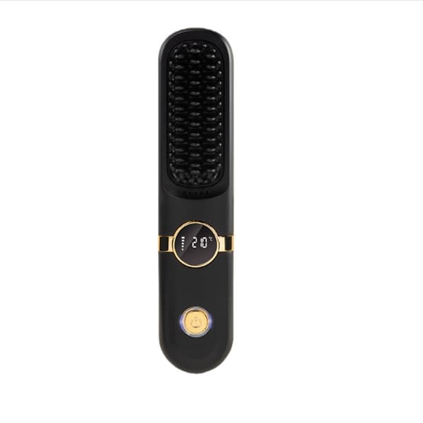 Portable Mini Wireless Hair Brush - Ceramic, 3D Anti-Scald, Smart Temperature Control White Black
