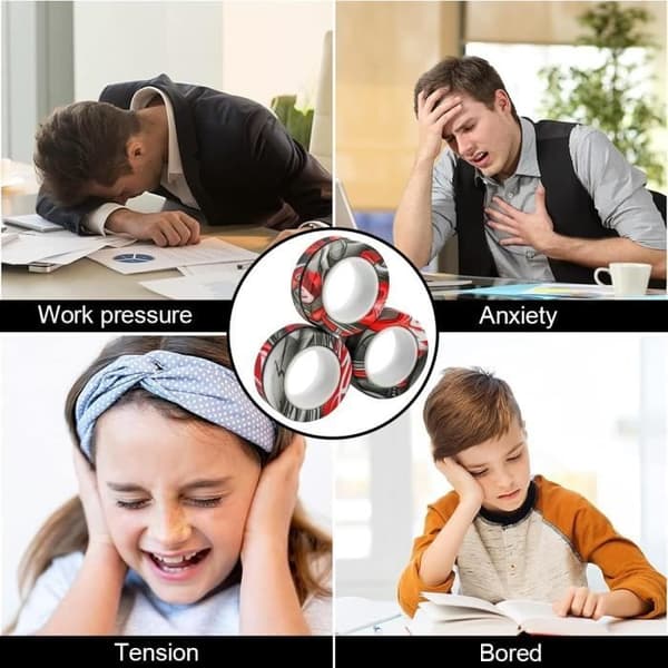 Fidgetleksak - Ospecificerad - Set om 3 - Magnetiska ringar - Trefärgad kamouflage - Antistress