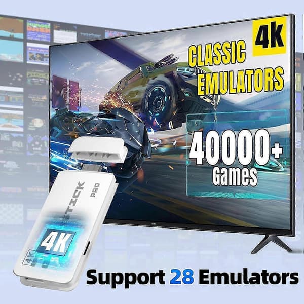 Trådløs Retro Spillekonsol 64G 40000+ Spil 4K HDMI Output 2.4G Controller