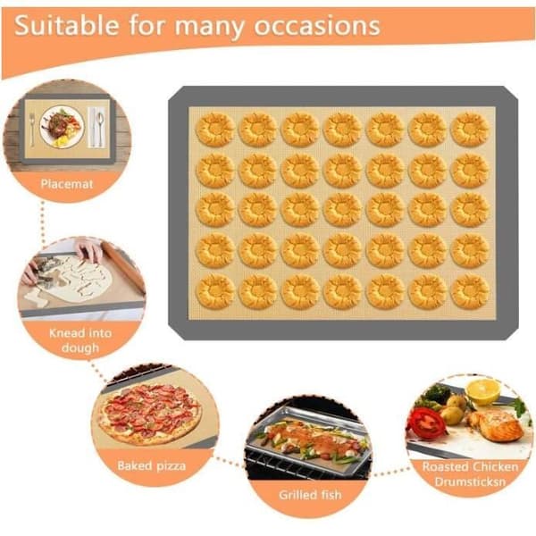 Bageunderlag - Silikone - 42x29,5cm - Non-stick - Inkluderer: Børste og spatel