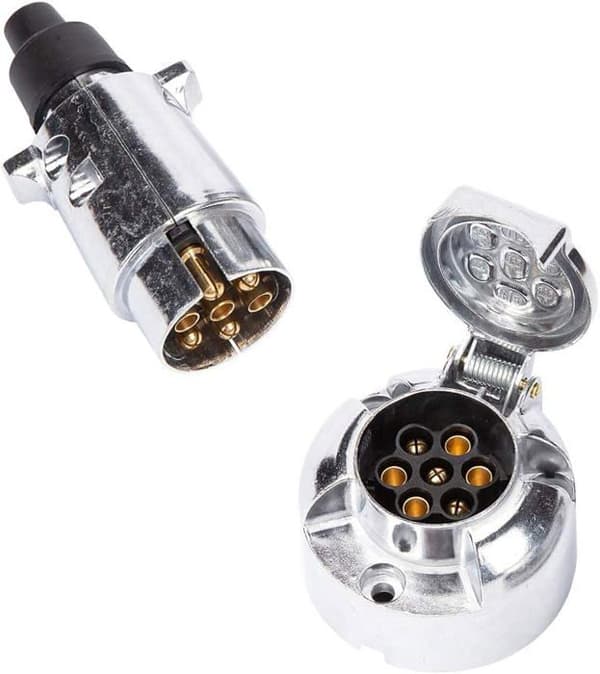12V Vandtæt 7-polet trailerstik egnet til lastbil/autocamper/bil (aluminiumlegering)