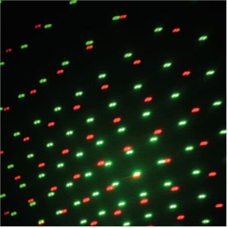 Laserprojektor med rött och grönt prickmönster, inomhusbruk, 5m räckvidd