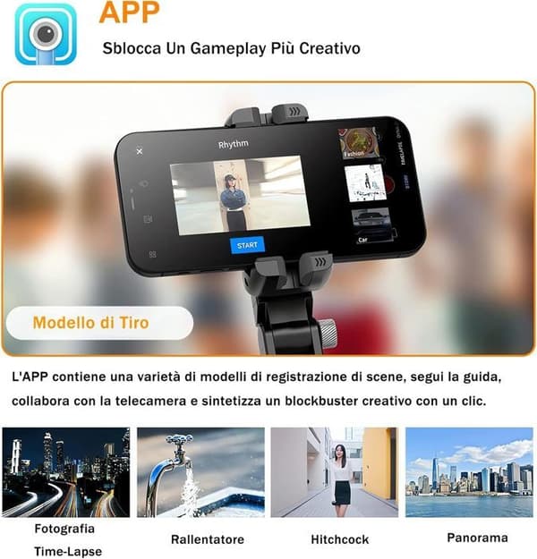Smarttelefonstabilisator - STRBDYI - Gimbal - Bluetooth-fjernkontroll - Kompakt - Sporingsmoduser