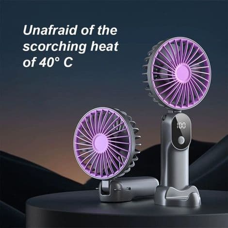 To mini bærbare ventilatorer. Genopladeligt batteri. Ultra-stille drift. LED-display.