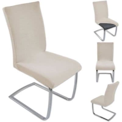 Stolsöverdrag set om 6 stretch stolsöverdrag elastiska stolsöverdrag beige färg.