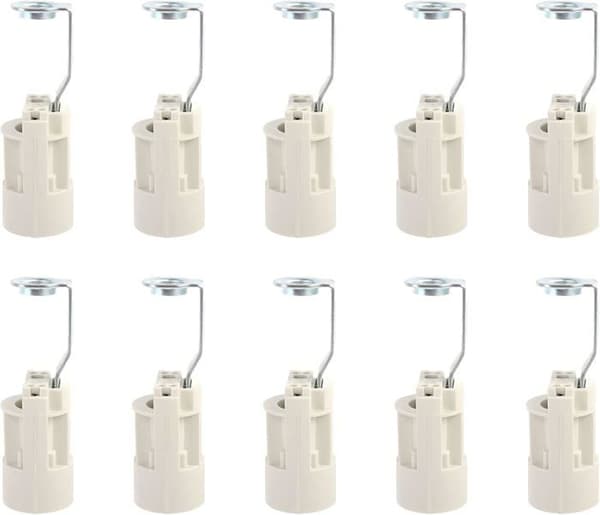 E14 Pæresokkel, Justerbare E14 Lampesokler, E14 Bajonettsokkelomformer, 10 STK (Hvit, 70mm)