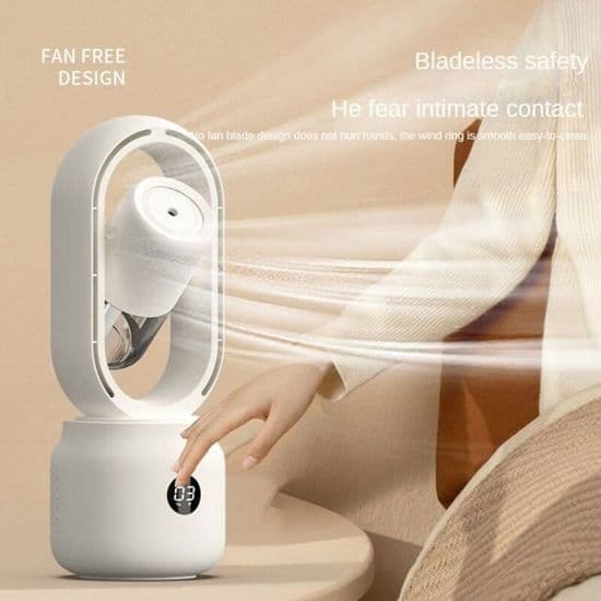 Bærbar ventilator med LED-display, luftkøler, luftfugter, støjsvag ventilator til kontoret