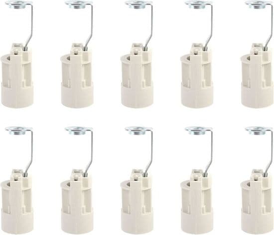 E14 Glödlampssockel, Justerbara E14 Lampsocklar, E14 Bajonettsockelomvandlare, 10 ST (Vit, 70mm)