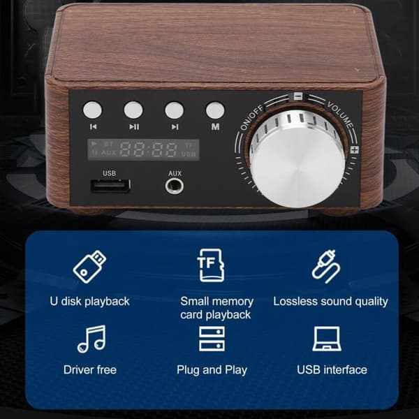 Mini Bluetooth 5.0 stereo HiFi digital 2-kanals 50W effektforstærker med USB-indgang