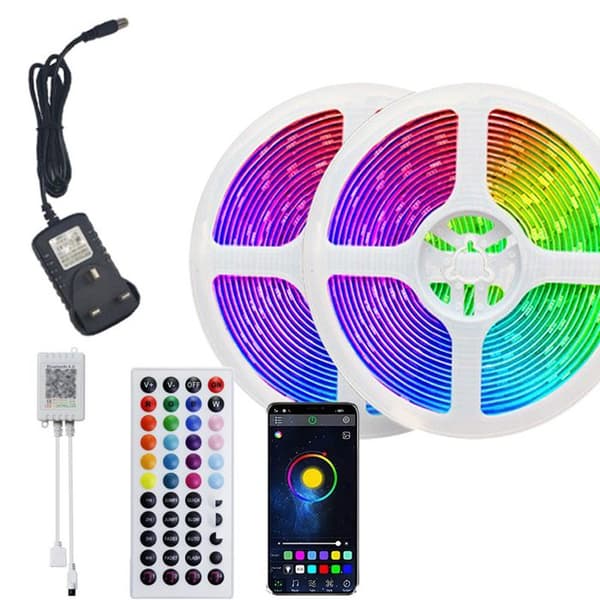10M LED-stripe (1*10M), RGB LED-stripe lys, Flerfarget LED-lys, med 44-tasters fjernkontroll-app