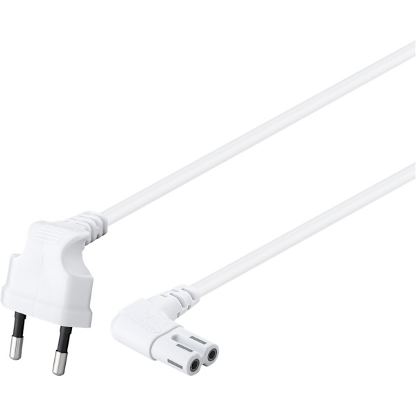 Euro connector angled at both ends, 3 m, white
