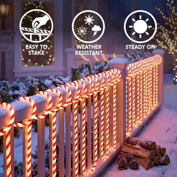 12 m julgransbelysning med polkagrisar, 360 LED-lampor