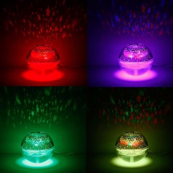 500 ml LED-luftfuktare för inomhusbruk, tyst luftfuktare för bebisar, stjärnprojektionstakklocka för barn - Silver