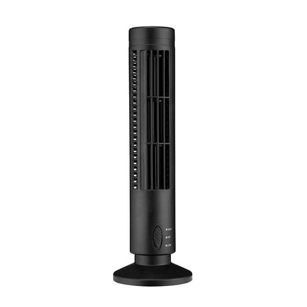 Støjsvag bladløs USB-piedestalventilator til lodret klimaanlæg, sort (10*10*38CM)