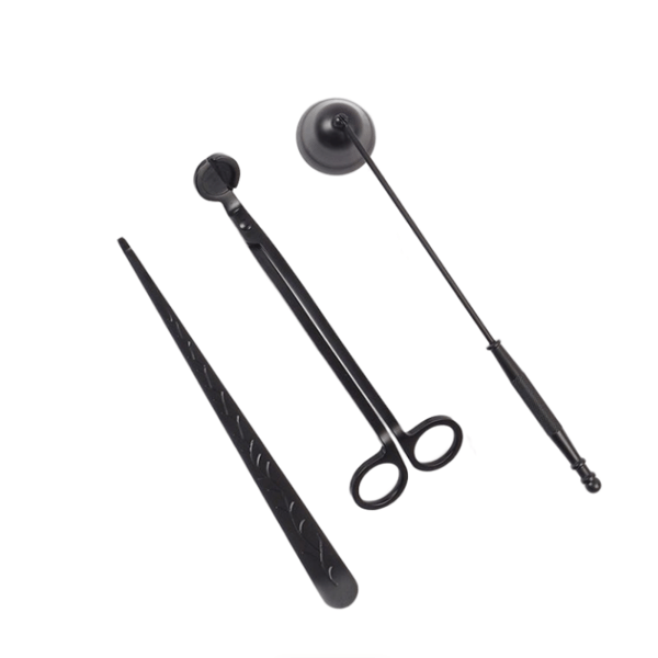3-i-1 tilbehørssæt til stearinlys Candle Wick Trimmer / Snuffer / Dipper Sort