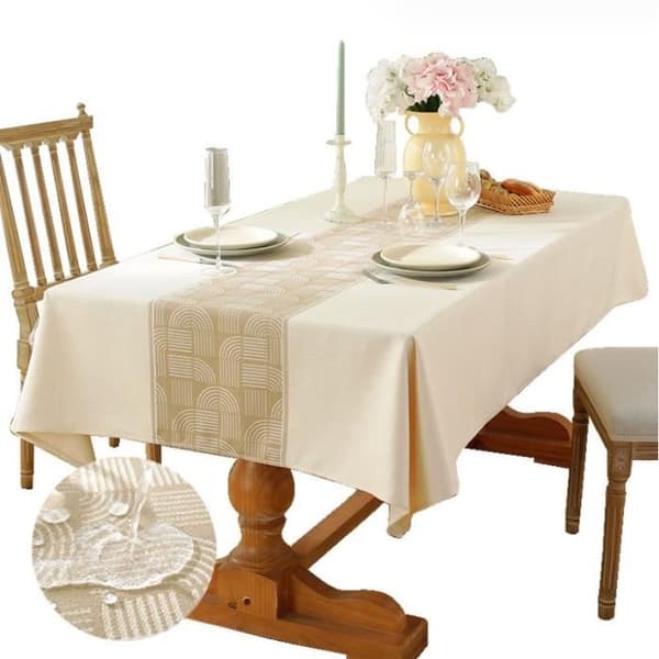 Duk - Fläckresistent - Rektangulär - Bomullslinne - 140 x 220 cm - Ljusbrun