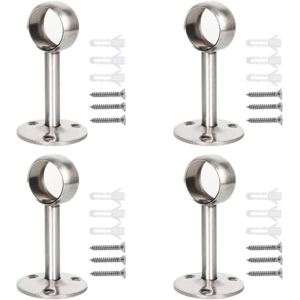 Gardinstångsfäste - HANDEIU - Rostfritt stål - 4-pack - 10 kg - Silver