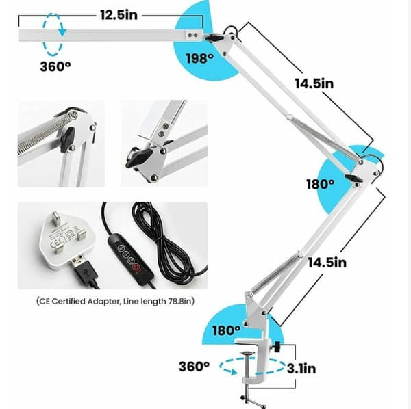 LED Skrivebordslampe Sammenleggbar Arkitekt Skrivebordslampe