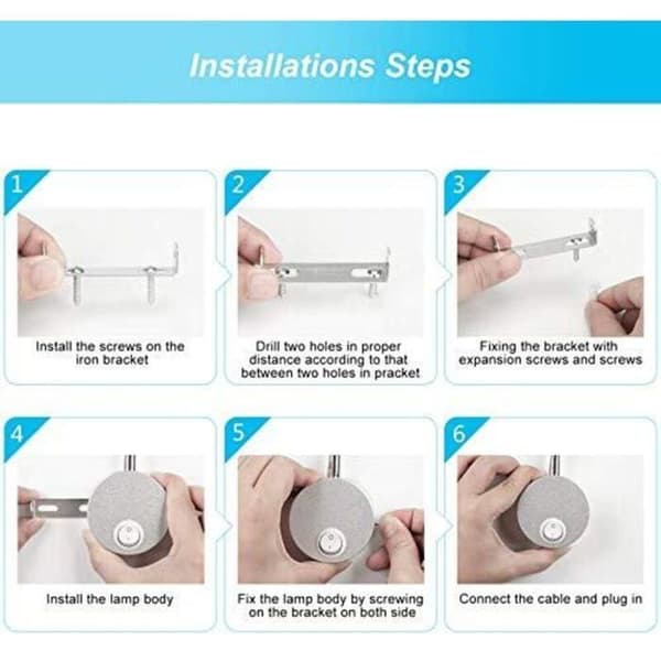 2-Light LED Gooseneck Wall Lamp Bedside, 3W, 3000K Warm White Reading Light