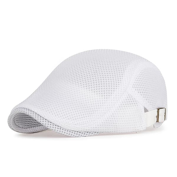 Men's Breathable Mesh Beret - Summer Sun Protection Duckbill Cap LightGrey White