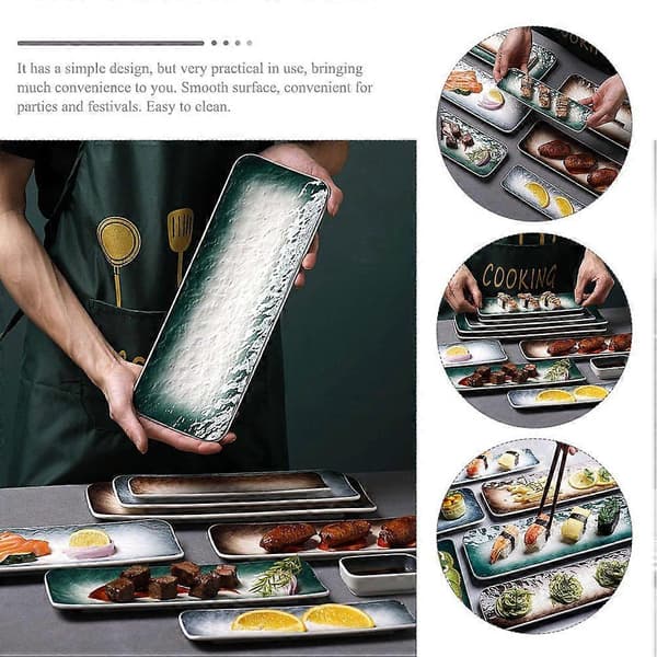 2 st Japansk Stil Keramiska Tallrikar Keramiska Sushitallrikar Rektangulära Snackstallrikar Matserveringstallrikar
