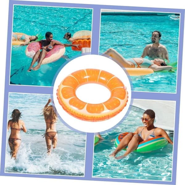 Rund pool float. Frugtformet pool float. Oppustelig pool float. Poolfestdekoration. Strandfestdekoration. Ferielege
