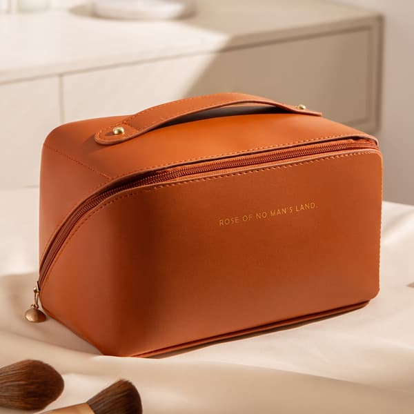 Large & Stylish Toiletry Bag - Makeup Bag Brown