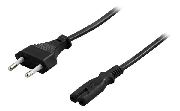 Maadoittamaton laitekaapeli suora CEE 7/16 suora IEC C7 1m