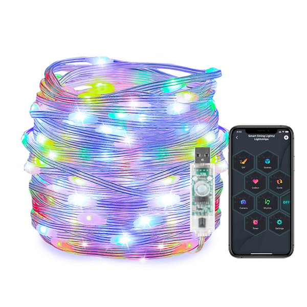 Drømmefarge Nikkel Bluetooth Lyslenke USB LED Lys Juledekorasjon 50 Meter 50 Lys
