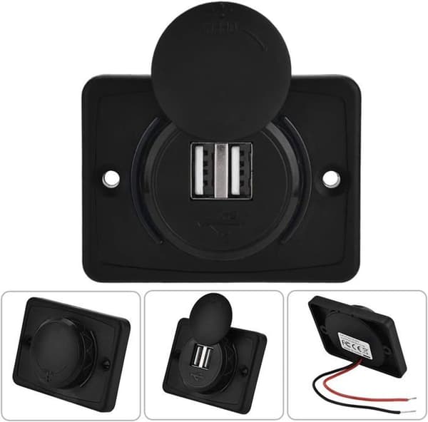 12V USB Panelmontert Strømadapter for 12V USB-uttak, 3.1A Vanntett DC12V/24V Billaderplugg