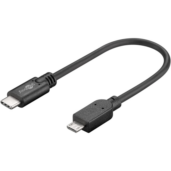 USB-C™–Micro-B-kaapeli, OTG, 0,2 m, musta