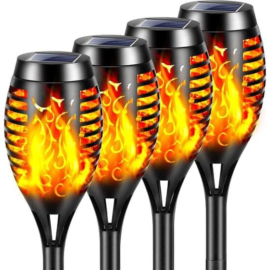 Utomhus solcellsflammalampor, 4-pack 12 LED solcellsflammalampor för trädgården, vattentät IP65, solcellsfackla