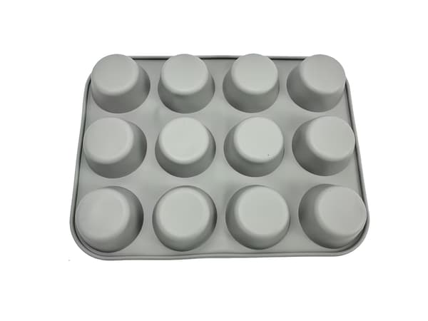 Silikonkakeform - Muffinsform med 12 kopper Svart Grey