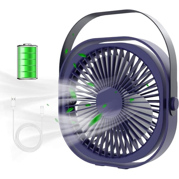 USB-blæser. Mini bordventilator. Tre hastigheder. Stille. Bærbar og genopladelig USB-blæser - blå.