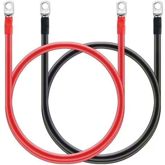 Batterikabel - 16 mm² (5 AWG) - 100 cm - Förtenta kopparringterminaler