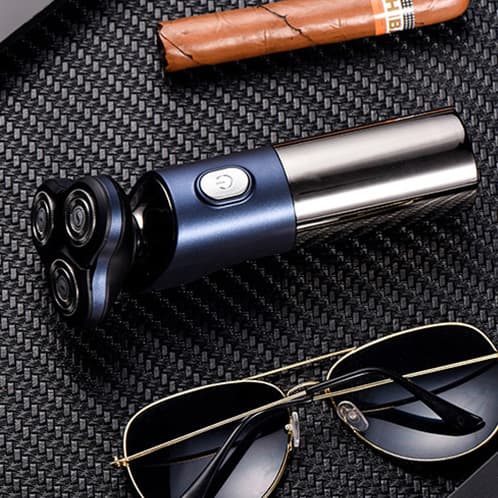Elektrisk barbermaskin med roterende 3D-barberblad Blå Blue