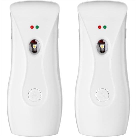 Automatiska luftfräschardispensrar (2-pack), aerosolsprutor, vägg- eller golvmonterade, justerbar timer