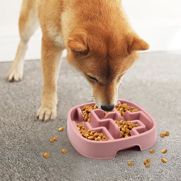Hundskål, Kattskål, Långsam matskål, Långsam matskål för hund, Långsam matskål för katt (rosa)
