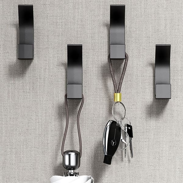 Self-Adhesive Hooks High and Low Grey - 5-pack, Wall-Mounted for Bathroom and Kitchen Black Black