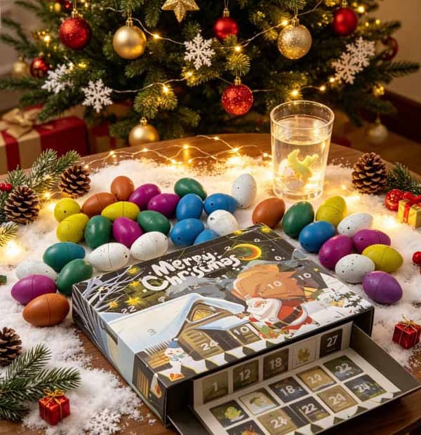24 dagar julkalender blindlåda, vattenkläckande dinosaurieäggleksaksset, julklapp för barn, 2026 ny