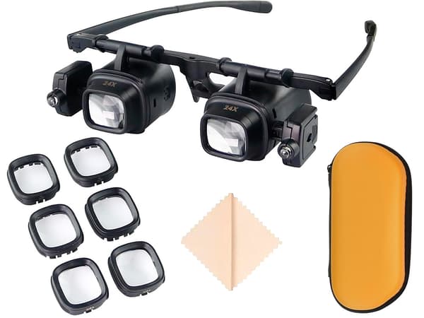 Forstørrelsesglass med 2 LED - 2×-24× multippel forstørrelse